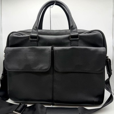 Dunhill Business Bag Briefcase Shoulder Bag Leather Black Mens 2Way  From Japan