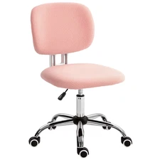 Vinsetto Fluffy Home Office Chair with Adjustable Height, Armless, Pink