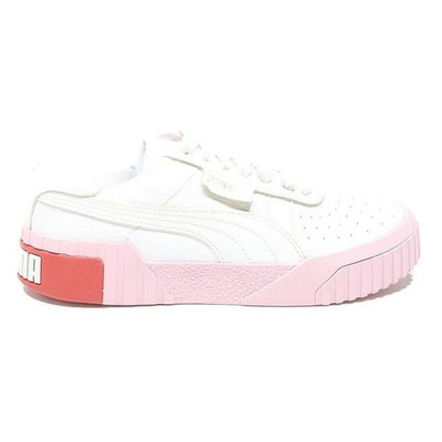 PUMA Cali Sport Womens Low Top Trainers White & Pink Leather UK 3.5 Casual