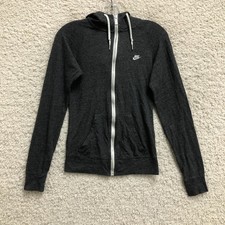 Nike Sportswear Hoodie Small Gray Swoosh Full Zip Sweatshirt Athletic Womens S