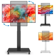 Rolling Mobile TV Stand for 42-75" TVs, Swivel & Tilt & ±90° Rotation Adjustable