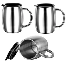 3 Pack Insulated Stainless Steel Coffee Mug Spillproof with Lid Double Wall T...