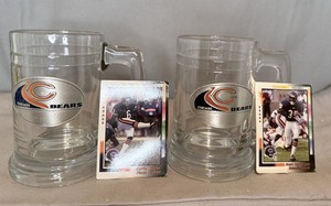 Officially Licensed NFL Chicago Bears Glass Beer Stein Mug w/Pewter Logo Emblems
