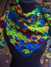 Merino Dreiecktuch - Farbverlauf  -  bunt - Handarbeit