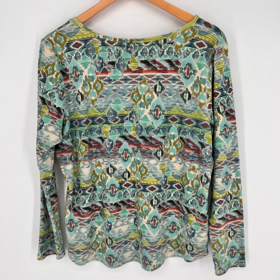 Sundance 女式保暖华夫格针织上衣,尺寸 XXL,五颜六色的休闲波西米亚独立垃圾桶 — 第 3/4 张图片