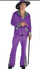 Morph Costumes Purple Pimp Costume Plus Size 70s Fancy Dress Animal Print 