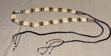 Boho Hippie Beaded Leather Belt Bone Bead Western Bohemian Native American