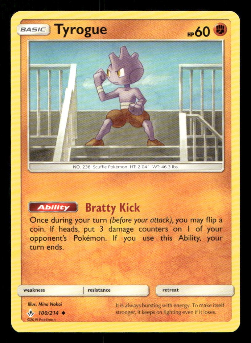 Tyrogue 100/214 Unbroken Bonds NM/M Pokemon