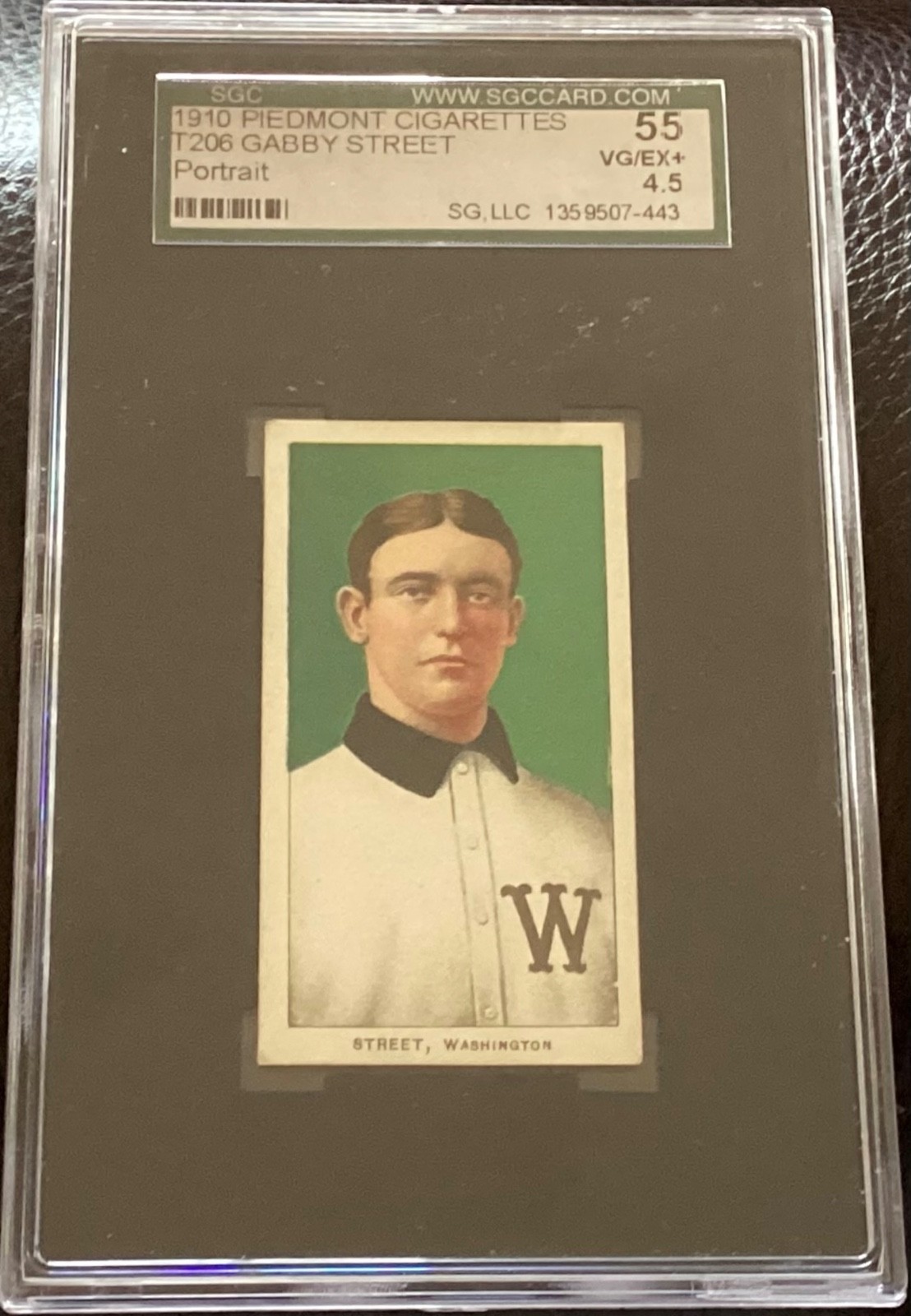 1909-11 T206 White Border Gabby Street Washington Nationals SGC 4.5 VG-EX+ Nice!