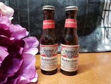 Amber/Brown Glass Anheuser Busch 4" Budweiser Beer, Salt And Pepper Shakers 1612