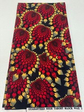 Polyester African Wax Prints Fabrics-Dark Red Black Yellow Cream