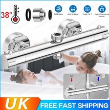 Dual Outlet Thermostatic Shower Bar Mixer Valve Taps Chrome Bathroom Exposed Bar