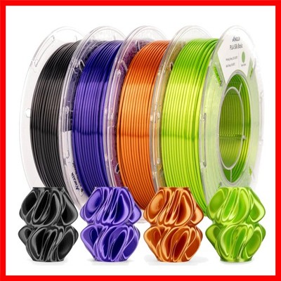 Vivid Silk 3D Printing Filament Bundle - 4 Color Set, 200g Spools