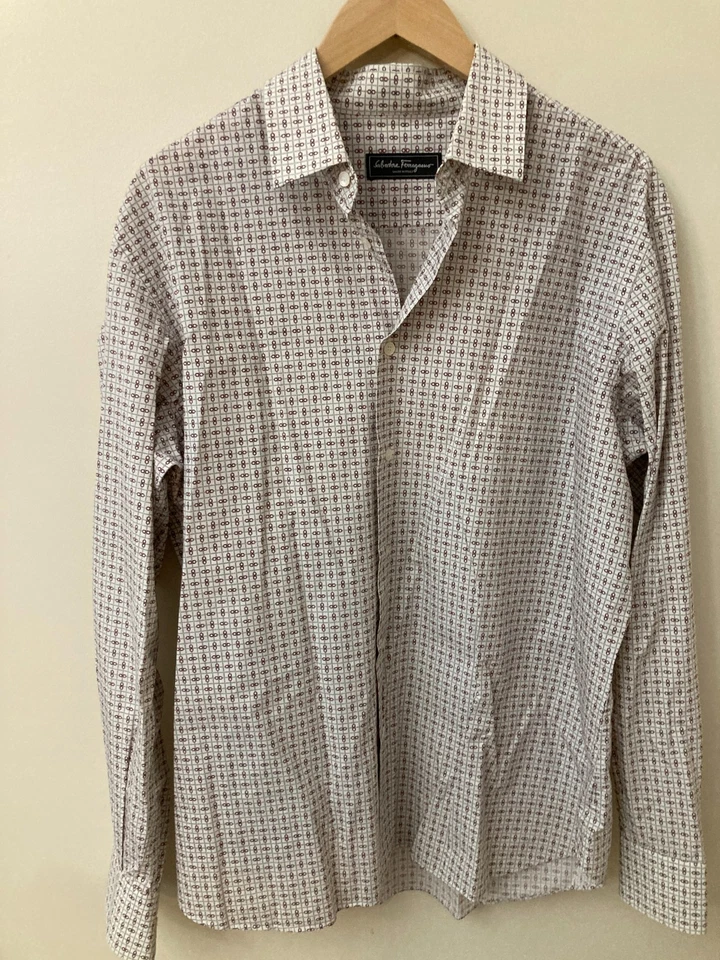 Camisa de vestir roja/negra/blanca 17/43 usada en excelente estado Salvatore Ferragamo Foto 2 de 4