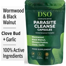 Parasite Cleanse Detox Capsules Wormwood Clove Garlic Black Walnut UK Vegan