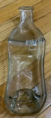 Milagro Tequila Dish Tray Display Stretched Melted Glass Bottle Rare Advertising