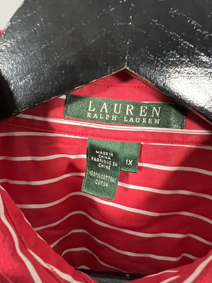 Camisa Ralph Lauren - Talla 1X - Roja - Rayas - Excelente Estado - Mujer’s Foto 2 de 3