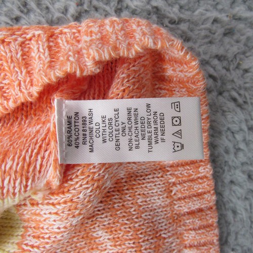 Denim & Co. Medium Striped Knit Sweater Orange Yellow White Cotton Blend  Med - Picture 4 of 8