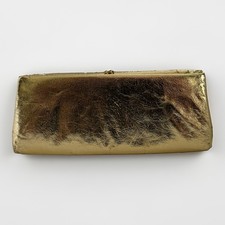 Vintage Gold Lamé Clutch Made in USA Metallic Evening Bag Structured Frame Purse