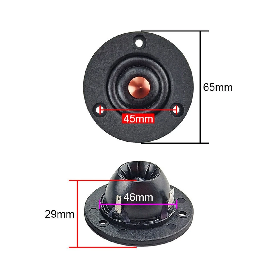 2x 2 pollici 30 W tweeter a cupola unità altoparlante diaframma seta neodimio acuti 4/6 ohm - Immagine 4 di 4