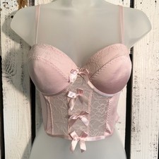Spencer's Pink Lace Corset Bustier Top M Padded Coquette Feminine Flirty Costume