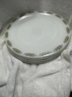 Vintage Anchor Hocking Springwood Floral Milk Glass 10.5 Dinner Plates Set Of 4