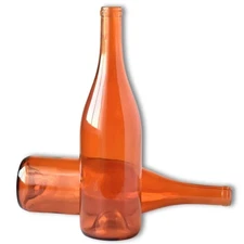 Empty Orange Wine Bottles (2 Pack) Vibrant Orange Glass Bottle Decor or Cente...