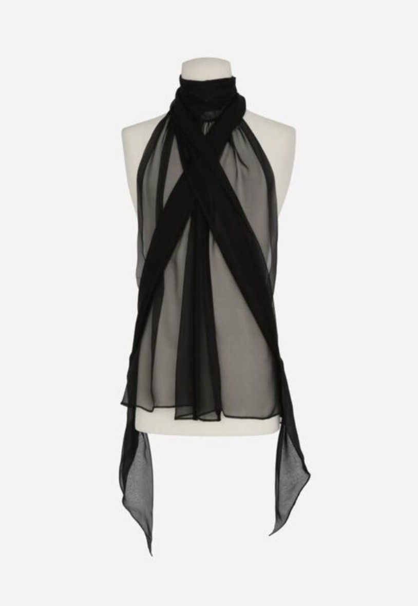 Top SS24 Saint Laurent scollo Grand Lavalliere top nero