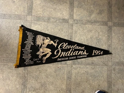 original BEYOND RARE 1954 CLEVELAND INDIANS a.l. champions FULL SIZE PENNANT