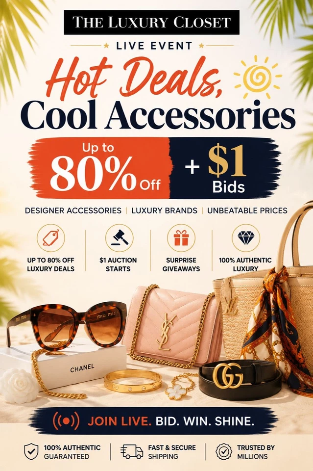 Hot Deals, Cool Accessories ☀️ | Up to 80% Off + $1 Bids