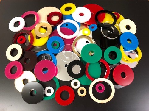 Rondelle acriliche magenta spessore 3 mm - misure 10 mm - 50 mm - confezioni da 10 - Foto 11 di 12