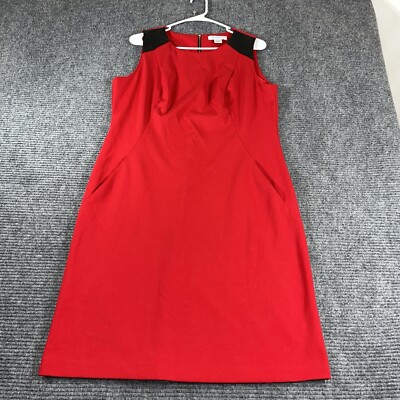 Liz Claiborne dress women's large red sleeveless sheath zipper back poly  blend | eBay