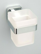 Nie wieder bohren Serie 3000 chrom Glashalter mit Glas satiniert eckig