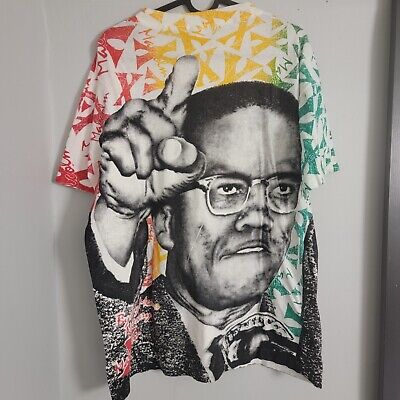 Vintage 90s Malcolm X All Over Print Shirt Single Stitch AOP Vintage 90s Malcolm X All Over Print Shirt Single Stitch AOP