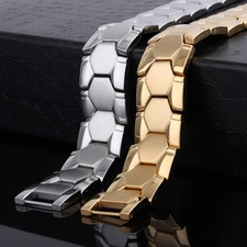 Silver / Gold Stainless Steel Men's Magnetic Healthy Power Link Chain Bracelet