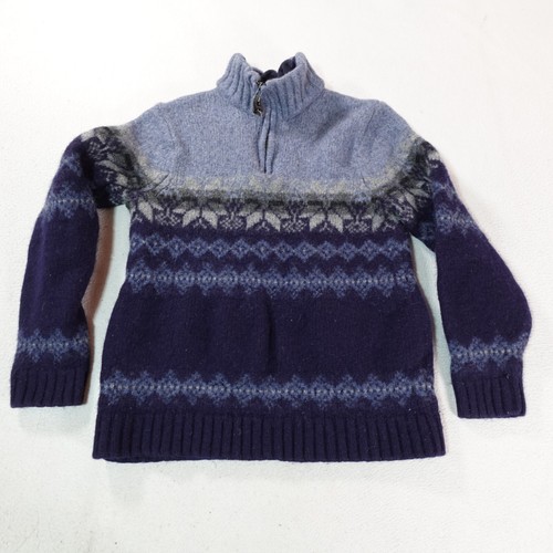 Vintage Eddie Bauer Sweater Youth Large Blue Nordic Fair Isle Thick Knit Chunky