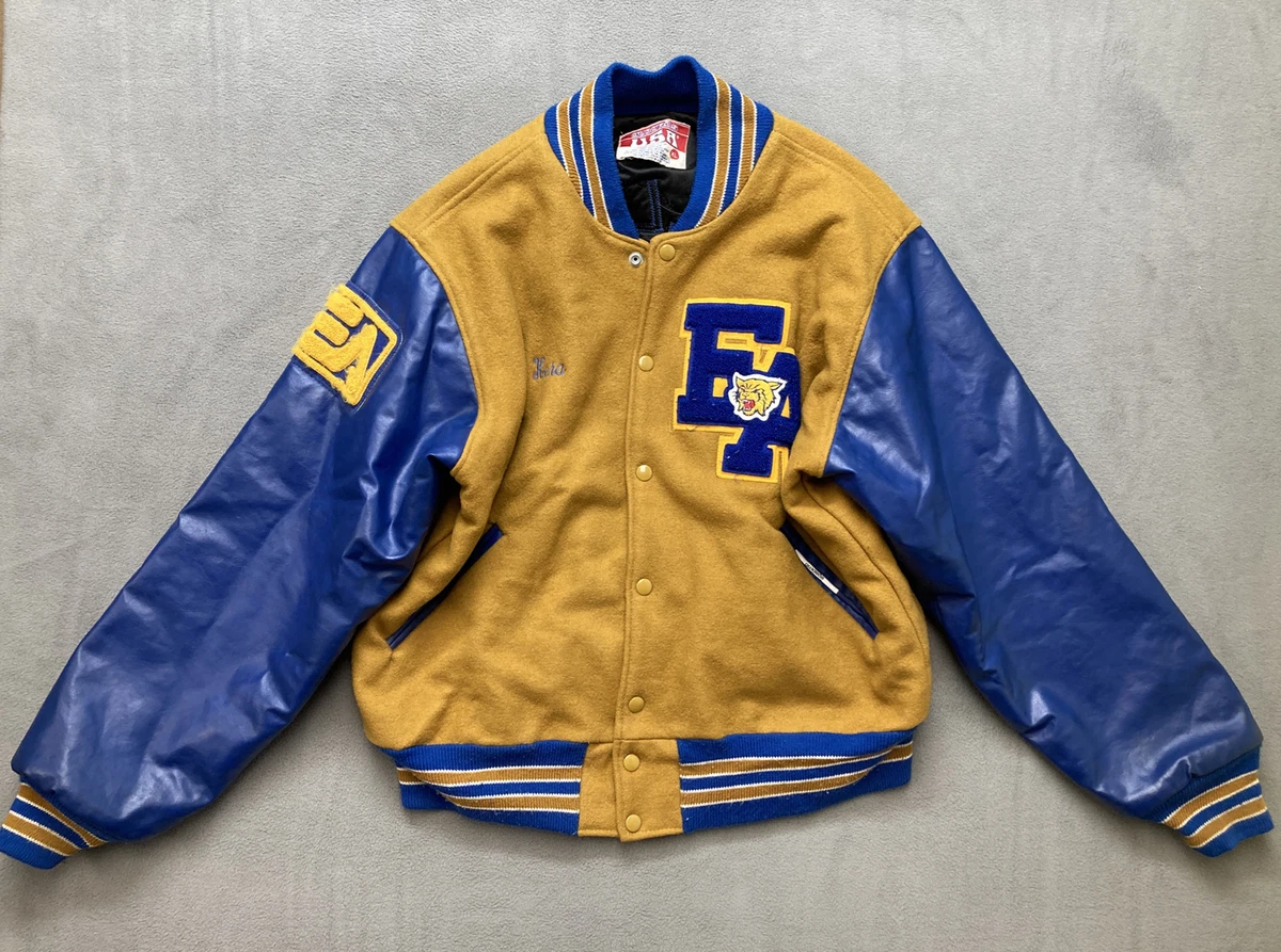 Louis Vuitton blue Leather and Wool Varsity Jacket