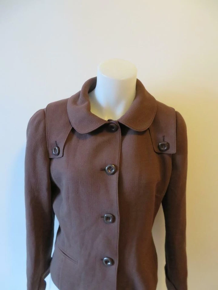 CHAQUETA BLAZER MUJER LUCA LUCA MARRÓN SEDA TALLA IT 48/US 16 * Foto 2 de 4