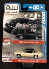 2022 AUTO WORLD PONY POWER 2 PACK 1986 FORD MUSTANG SVO / MERCURY COUGAR XR7
