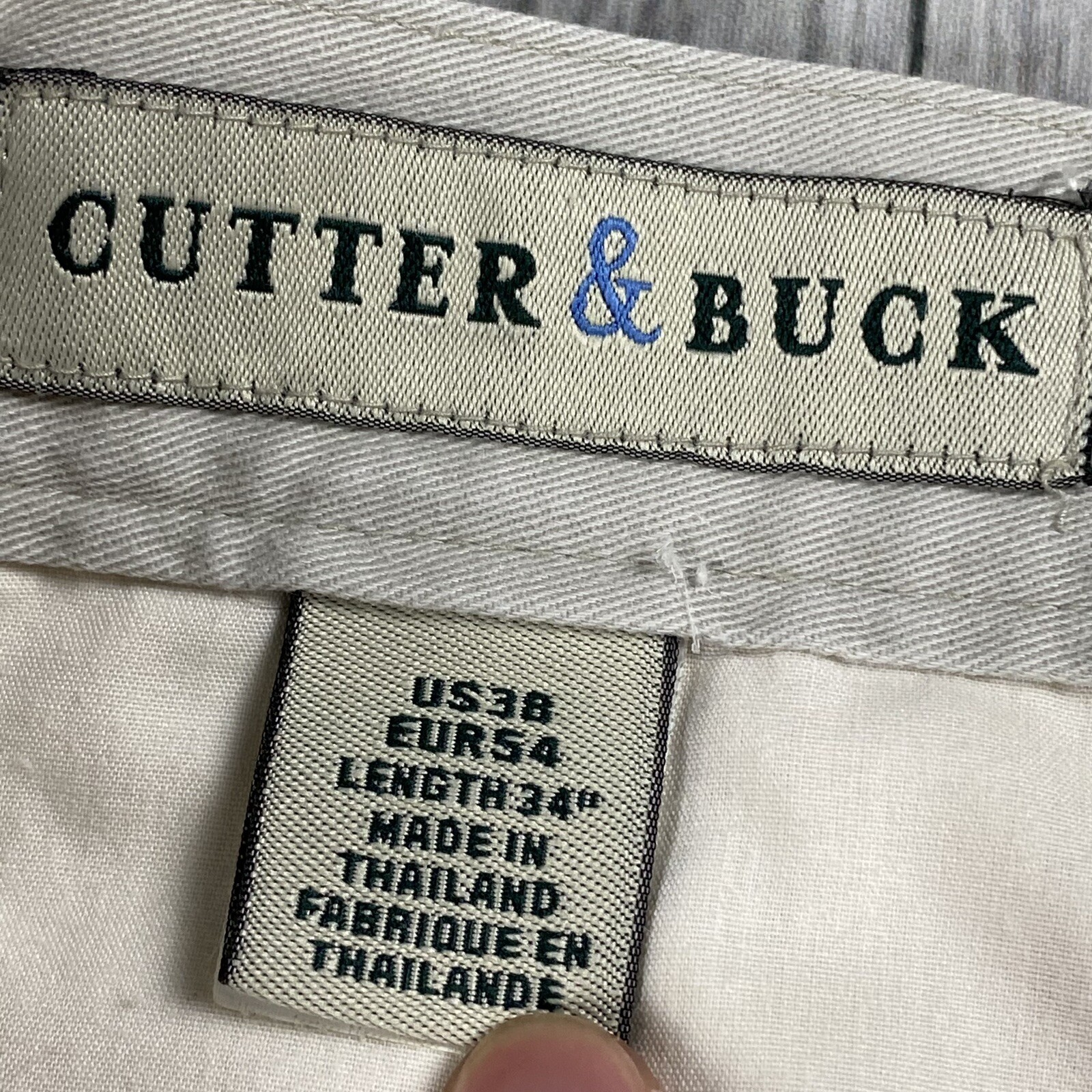 VTG CUTTER AND BUCK MENS STONE KHAKIS PLEATED SLACKS TROUSERS 38X34