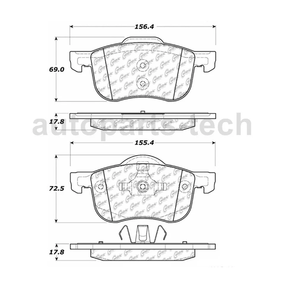 Centric тормозные колодки для Volvo S80 1999 2000 2001 2003 2004 2005 2006 - Изображение 3 из 4