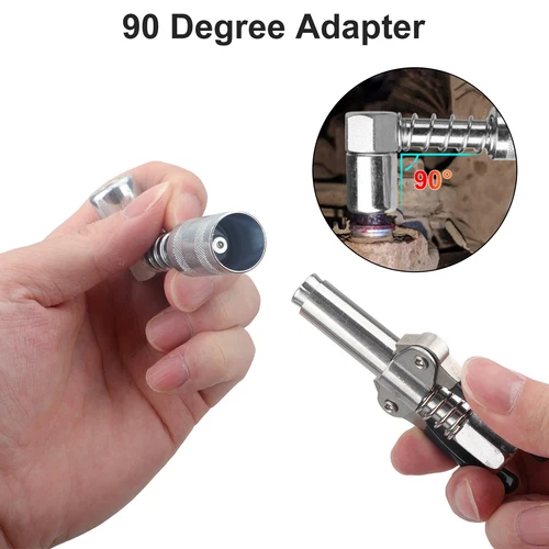 4pcs Grease Gun Fitting Tool Kit 90 Degree Coupler Adapter Needle Tips Dispenser - Picture 6 of 10