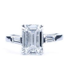 Bulgari Diamond Engagement Ring Emerald Cut GIA In Platinum Size 5.5