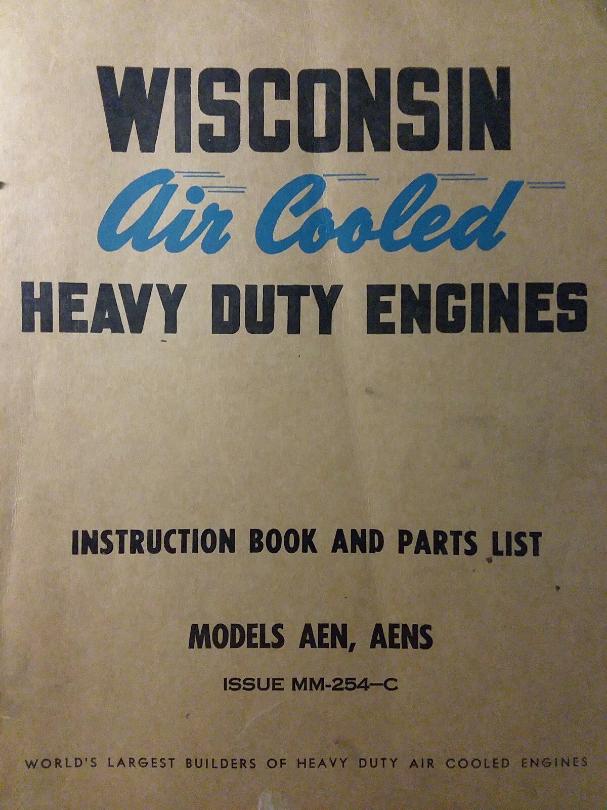 Wisconsin AEN AENS 1cy Engine Owner, Service & Parts Manual Lawn