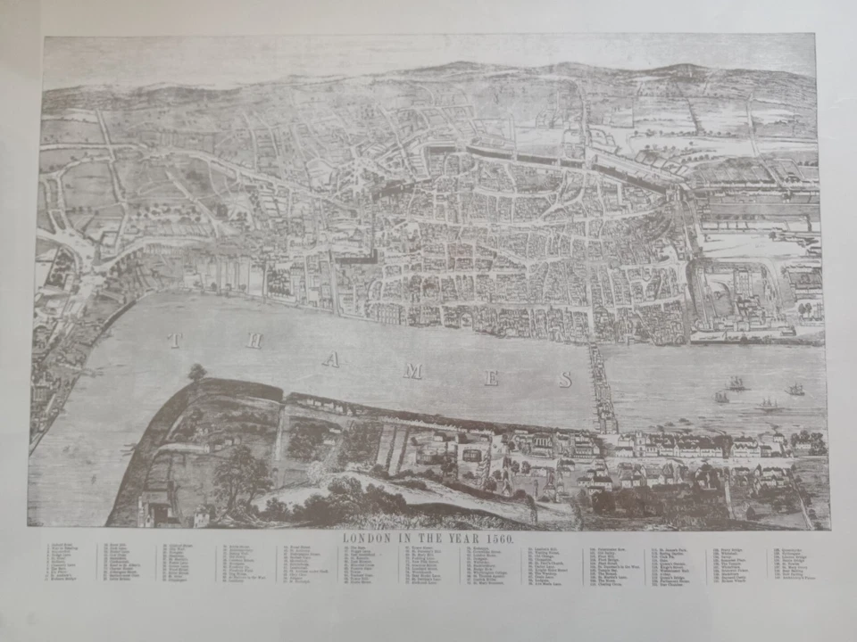 Framed Reproduction Map Of London 1620 - Image 2 of 2