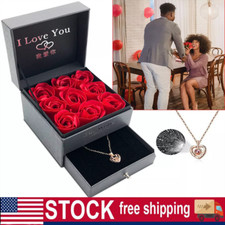 Preserved Rose with Necklace, Heart Box to My Love, Anniversary Valentines