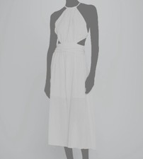 $465 Alice + Olivia Women White Faith Open-Back Linen A-Line Midi Dress Size 0