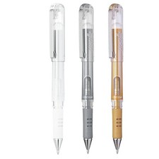 Pentel Hybrid Gel Grip Metallic Pens 1.0mm Rollerball Gold, Silver and White