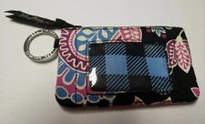 Vera Bradley Zip ID Case Card Coin Purse Bag Mini Wallet Key Chain