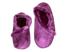 Women's Memory Foam Slippers, Size 7-8 - Faux Fur-Lined Suede, Purple